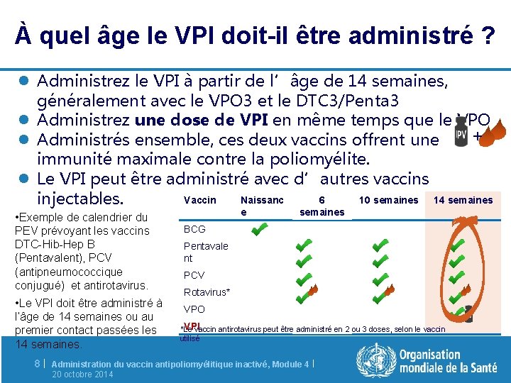 À quel âge le VPI doit-il être administré ? l Administrez le VPI à