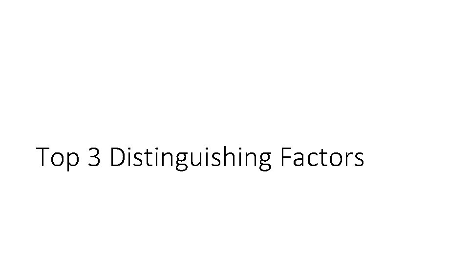 Top 3 Distinguishing Factors 