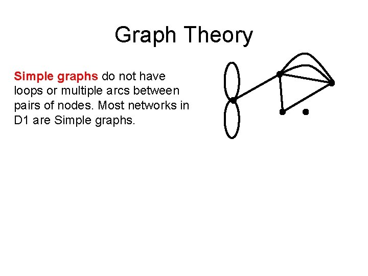 Graph Theory Simple graphs do not have loops or multiple arcs between pairs of