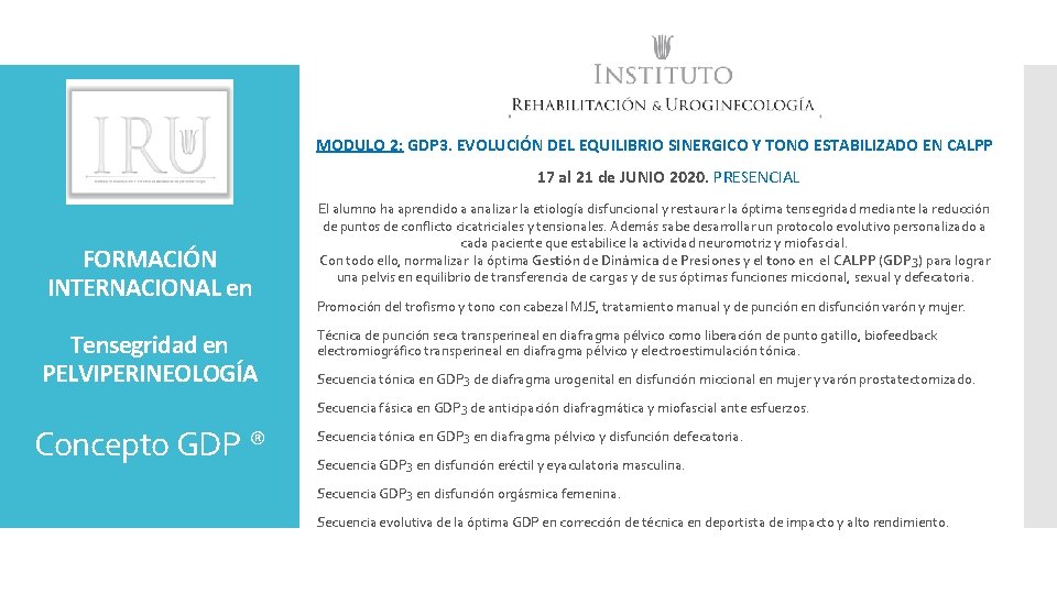 MODULO 2: GDP 3. EVOLUCIÓN DEL EQUILIBRIO SINERGICO Y TONO ESTABILIZADO EN CALPP 17