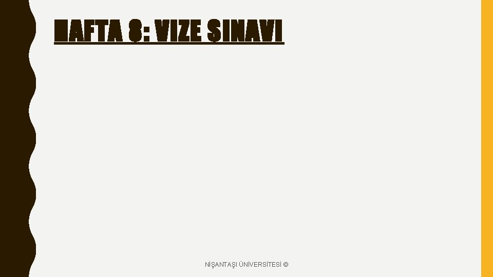 HAFTA 8: VIZE SINAVI NİŞANTAŞI ÜNİVERSİTESİ © 