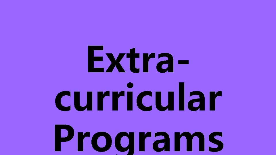 Extracurricular Programs 