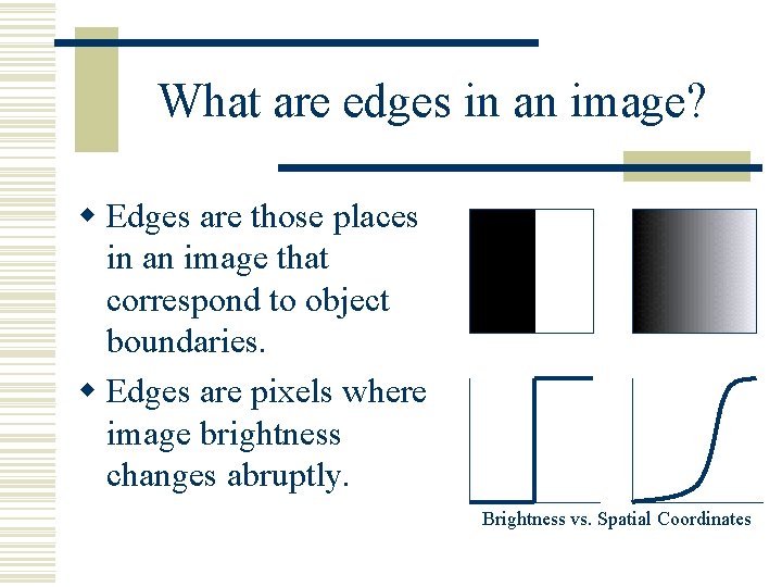 What are edges in an image? w Edges are those places in an image What are edges in an image? w Edges are those places in an image