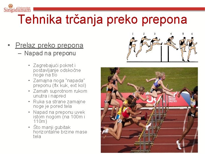 Tehnika trčanja preko prepona • Prelaz preko prepona – Napad na preponu • Zagrebajući