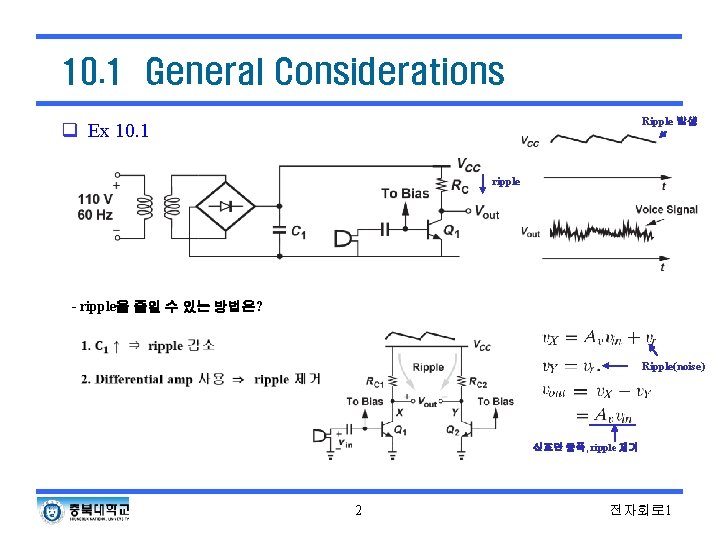 10. 1 General Considerations Ripple 발생 q Ex 10. 1 ripple - ripple을 줄일 10. 1 General Considerations Ripple 발생 q Ex 10. 1 ripple - ripple을 줄일