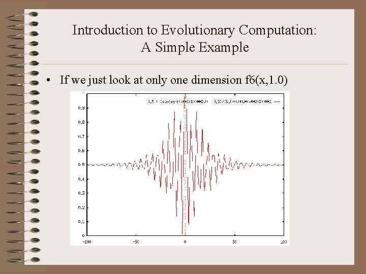 Introduction to Evolutionary Computation: A Simple Example • If we just look at only