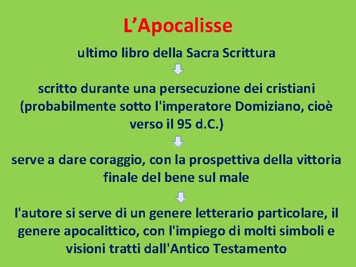 L’Apocalisse ultimo libro della Sacra Scrittura scritto durante una persecuzione dei cristiani (probabilmente sotto