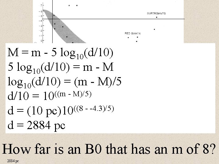 M = m - 5 log 10(d/10) = m - M log 10(d/10) =