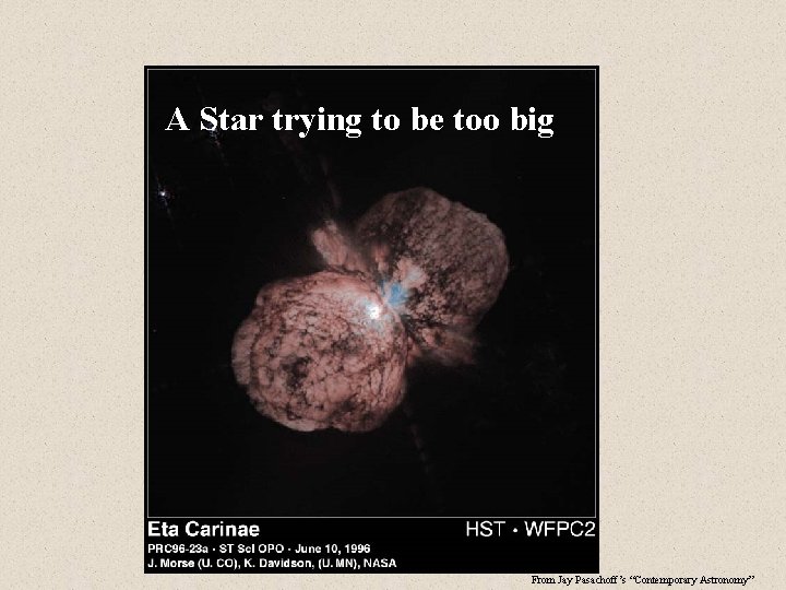 A Star trying to be too big From Jay Pasachoff’s “Contemporary Astronomy” 