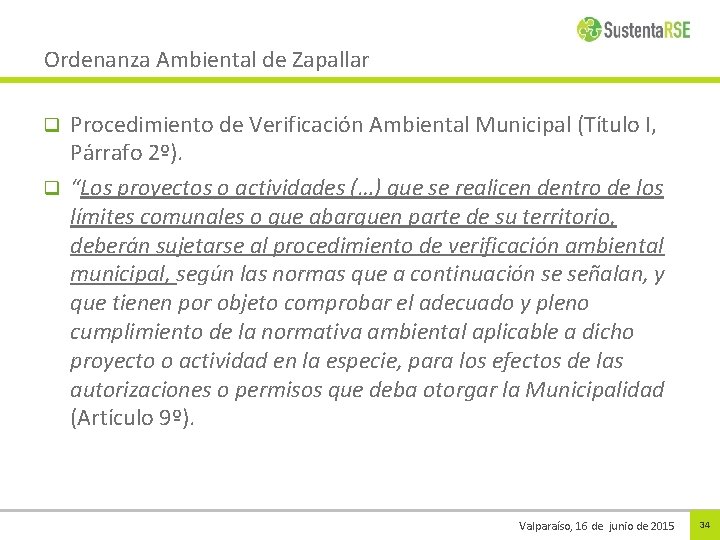 Ordenanza Ambiental de Zapallar Procedimiento de Verificación Ambiental Municipal (Título I, Párrafo 2º). q