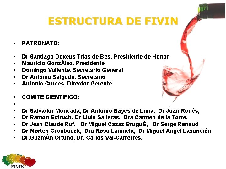 ESTRUCTURA DE FIVIN • PATRONATO: • • • Dr Santiago Dexeus Trias de Bes.