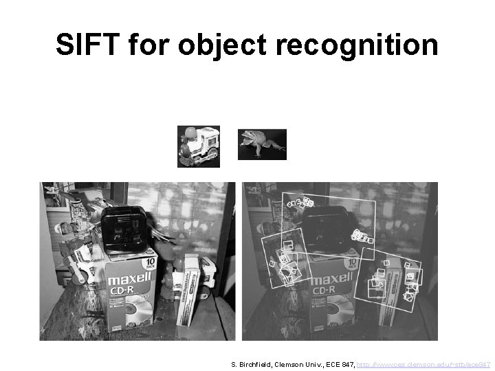 SIFT for object recognition S. Birchfield, Clemson Univ. , ECE 847, http: //www. ces.