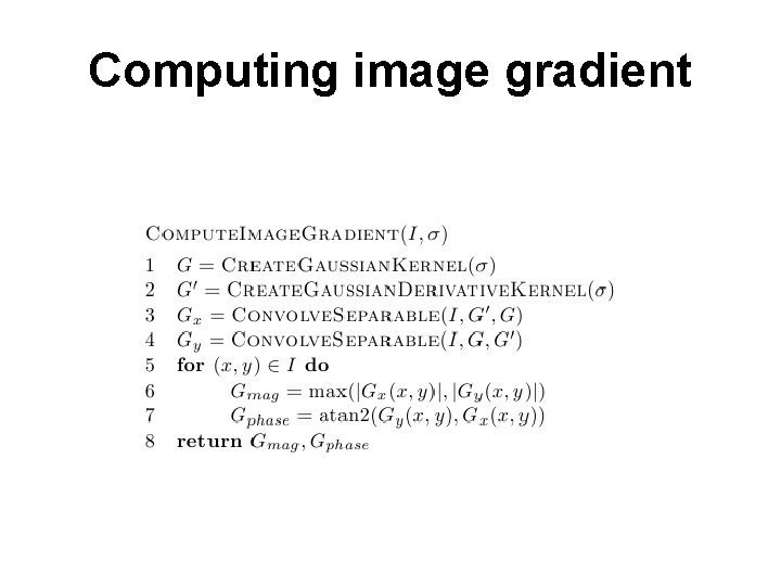 Computing image gradient 