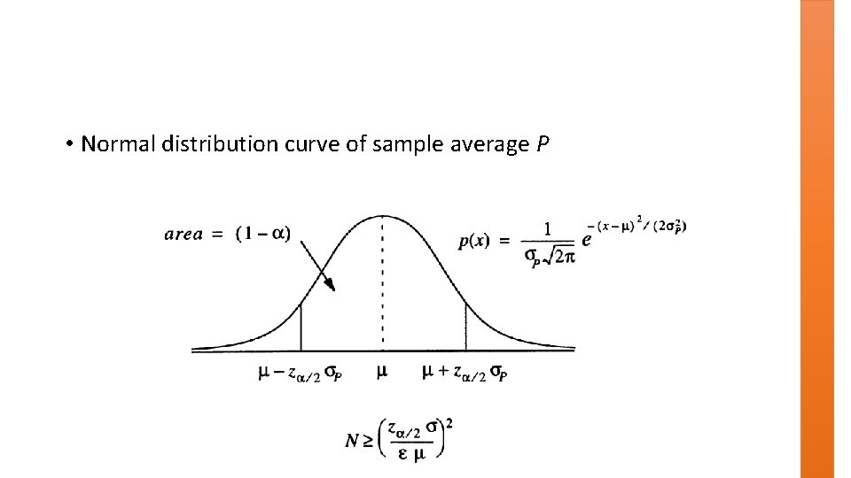  • Normal distribution curve of sample average P 