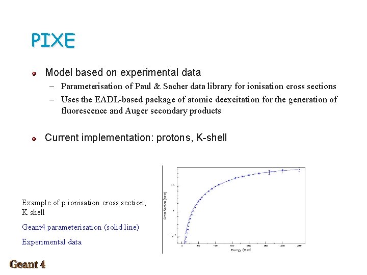 PIXE Model based on experimental data – Parameterisation of Paul & Sacher data library