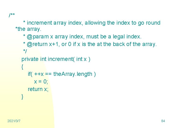 /** * increment array index, allowing the index to go round *the array. *