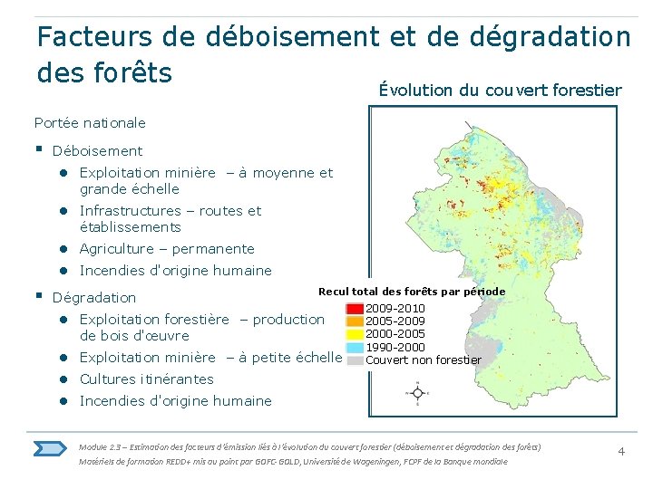 Facteurs de déboisement et de dégradation des forêts Évolution du couvert forestier Portée nationale