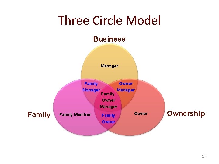 Three Circle Model Business Manager Family Owner Manager Family Manager Owner Manager Family Member