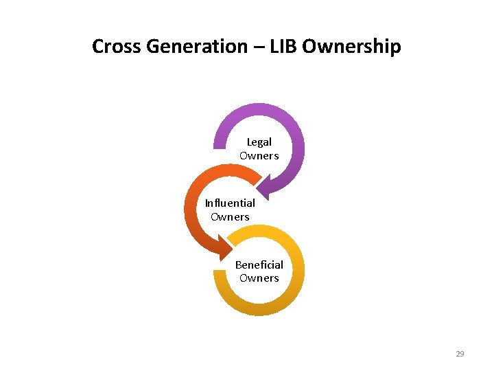 Cross Generation – LIB Ownership Legal Owners Influential Owners Beneficial Owners 29 