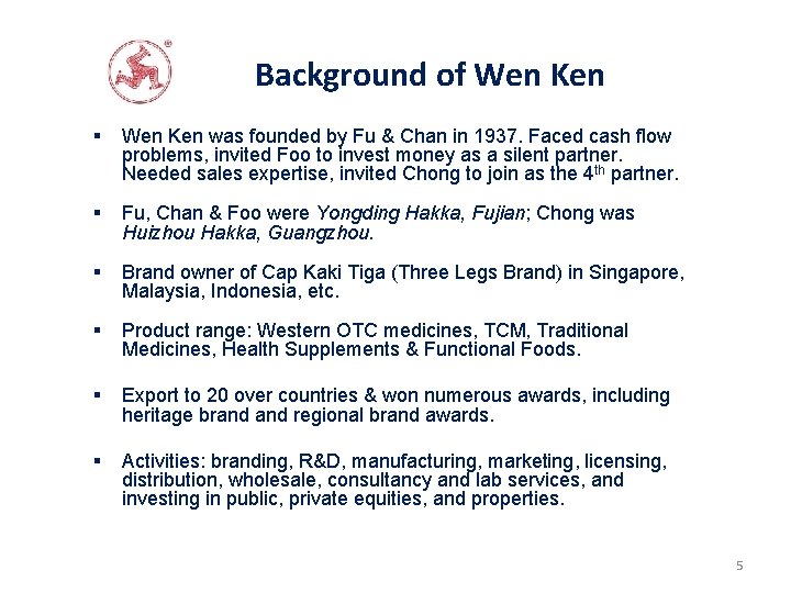 Background of Wen Ken § Wen Ken was founded by Fu & Chan in