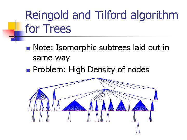 Reingold and Tilford algorithm for Trees n n Note: Isomorphic subtrees laid out in