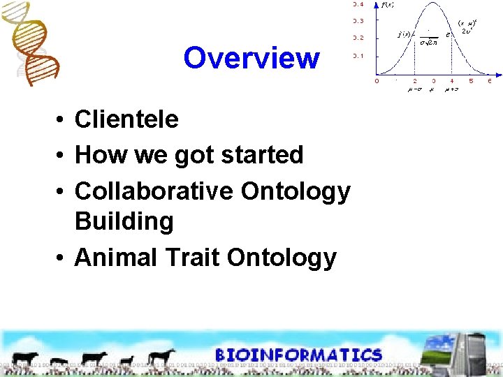Overview • Clientele • How we got started • Collaborative Ontology Building • Animal Overview • Clientele • How we got started • Collaborative Ontology Building • Animal