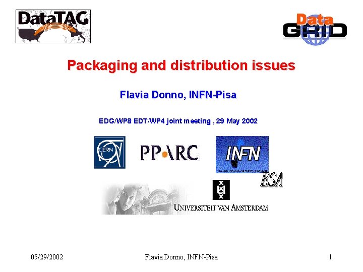 Packaging and distribution issues Flavia Donno, INFN-Pisa EDG/WP 8 EDT/WP 4 joint meeting ,
