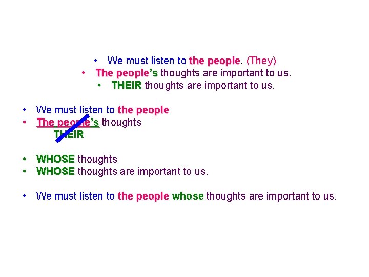  • We must listen to the people (They) • The people’s thoughts are