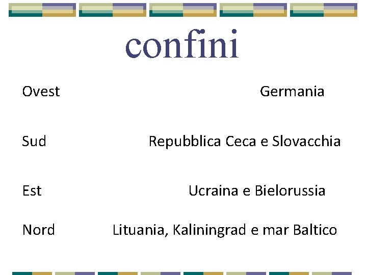 confini Ovest Sud Est Nord Germania Repubblica Ceca e Slovacchia Ucraina e Bielorussia Lituania,