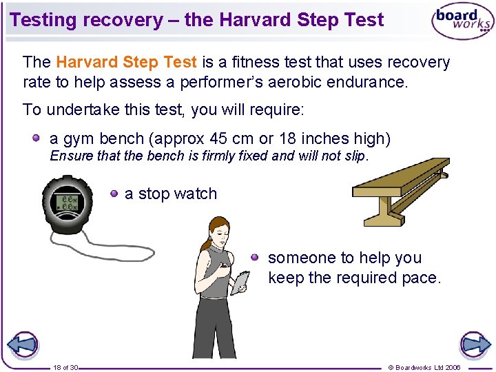 Testing recovery – the Harvard Step Test The Harvard Step Test is a fitness