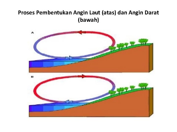 Proses Pembentukan Angin Laut (atas) dan Angin Darat (bawah) 