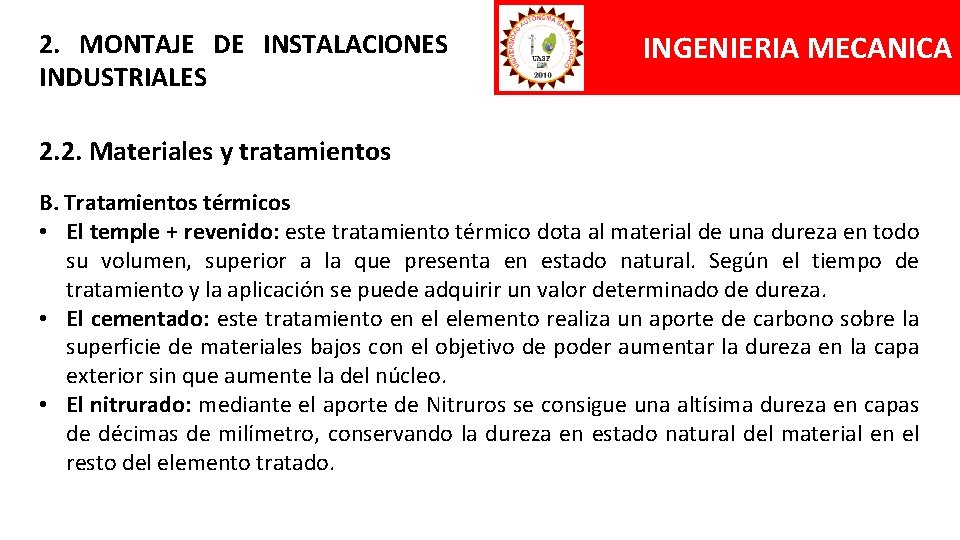 INGENIERIA MECANICA MAQUINARIA INDUSTRIAL CAPITULO 2 MONTAJE DE