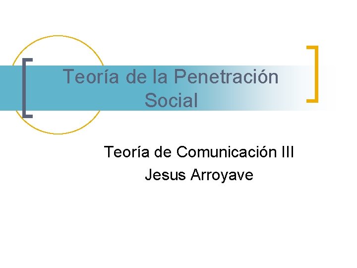 Teoría de la Penetración Social Teoría de Comunicación III Jesus Arroyave 