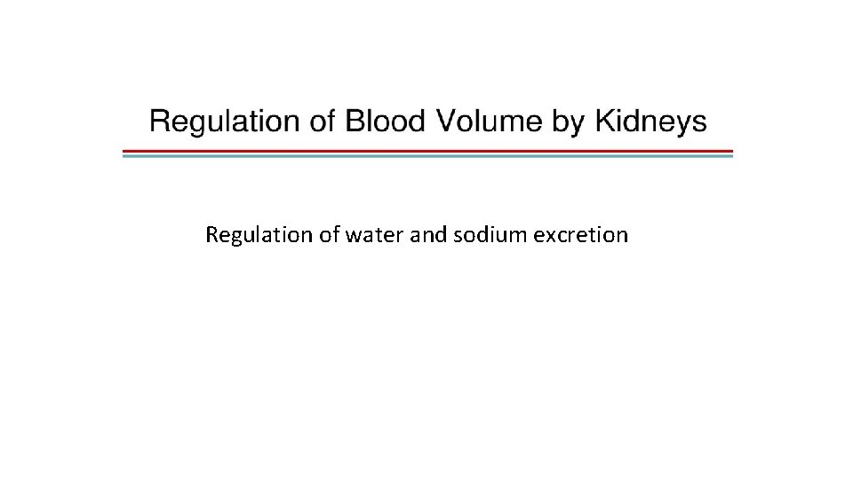 Regulation of water and sodium excretion 