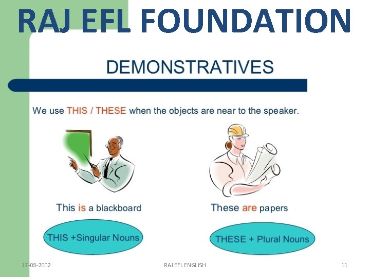 RAJ EFL FOUNDATION 17 -08 -2002 RAJ EFL ENGLISH 11 