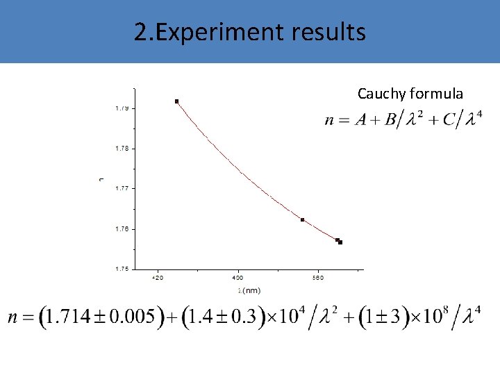 2. Experiment results Cauchy formula 2. Experiment results Cauchy formula