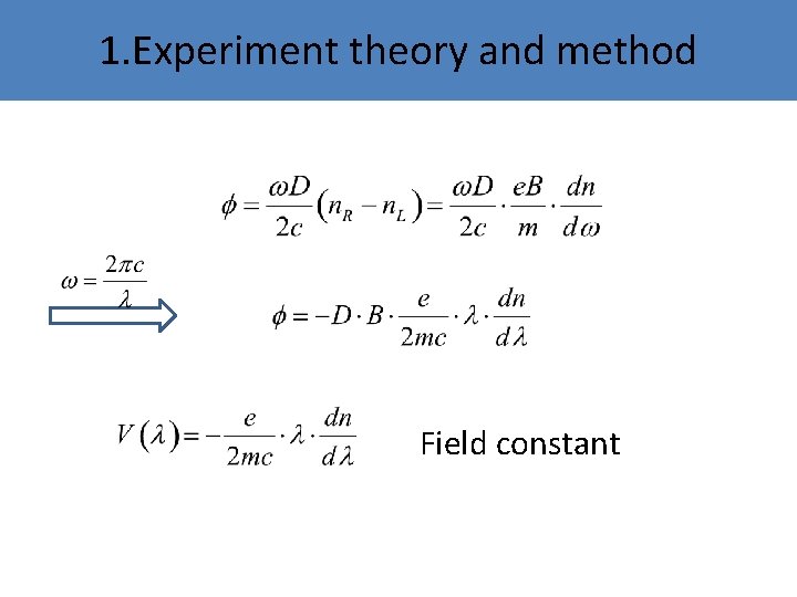 1. Experiment theory and method Field constant 1. Experiment theory and method Field constant