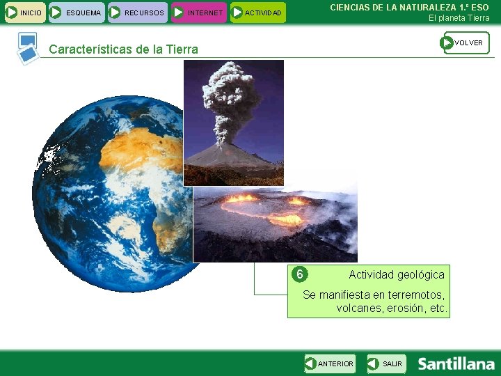 INICIO ESQUEMA RECURSOS INTERNET CIENCIAS DE LA NATURALEZA 1. º ESO El planeta Tierra