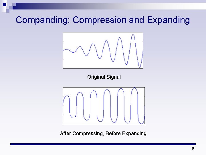 Companding: Compression and Expanding Original Signal After Compressing, Before Expanding 8 