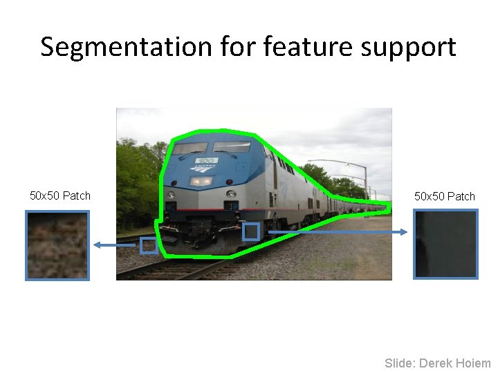 Segmentation for feature support 50 x 50 Patch Slide: Derek Hoiem 
