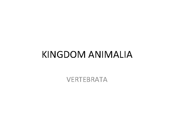 KINGDOM ANIMALIA VERTEBRATA 