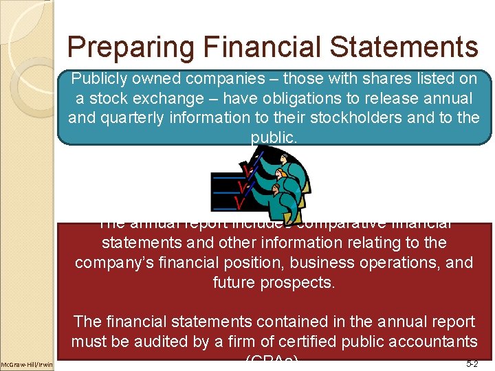 Preparing Financial Statements Publicly owned companies – those with shares listed on a stock