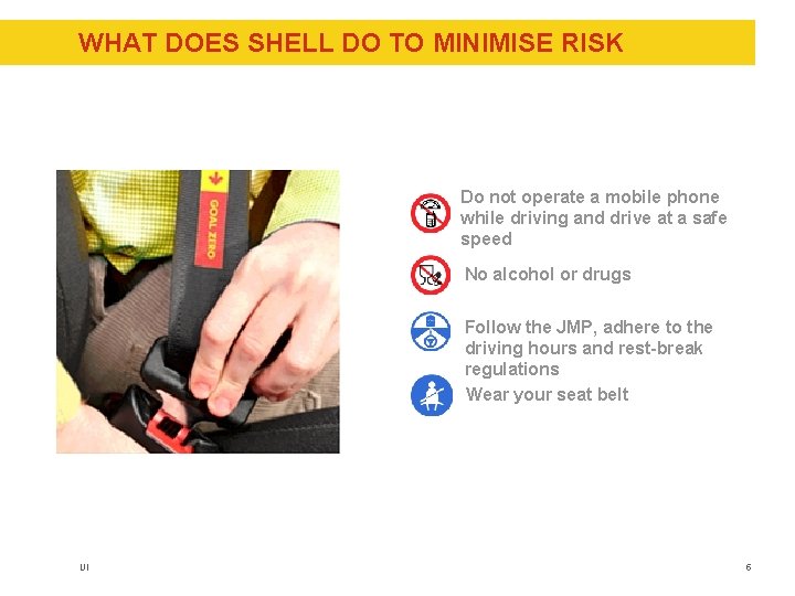 WHAT DOES SHELL DO TO MINIMISE RISK Do not operate a mobile phone while