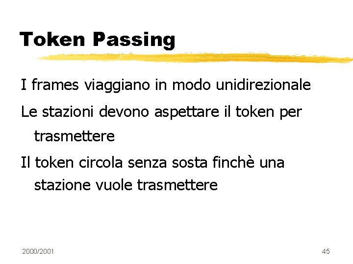 Token Passing I frames viaggiano in modo unidirezionale Le stazioni devono aspettare il token