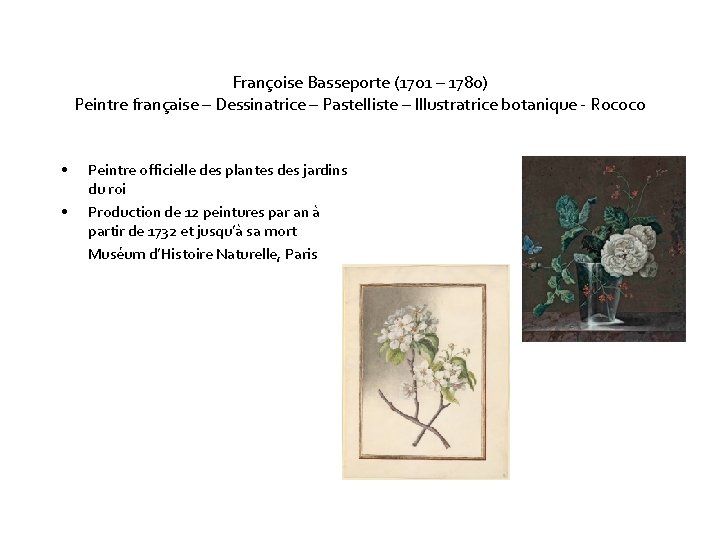 Françoise Basseporte (1701 – 1780) Peintre française – Dessinatrice – Pastelliste – Illustratrice botanique