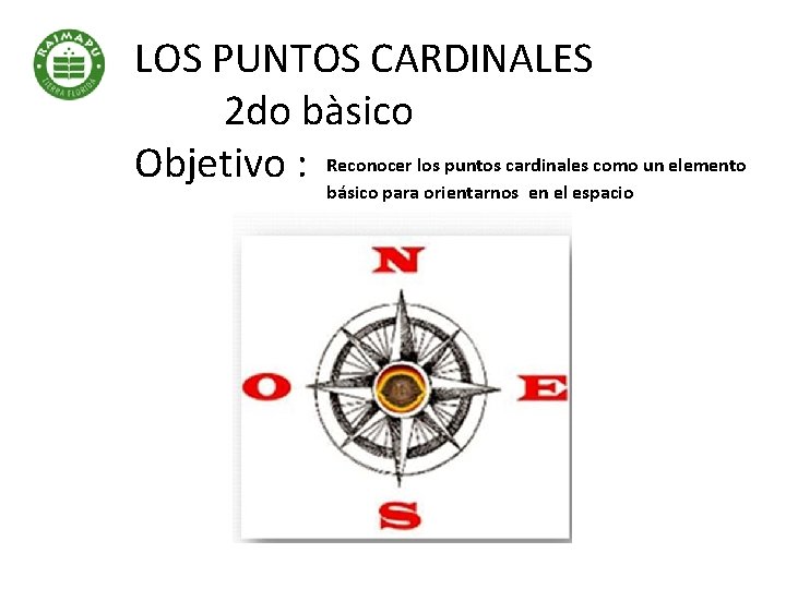 LOS PUNTOS CARDINALES 2 do bàsico Objetivo : Reconocer los puntos cardinales como un