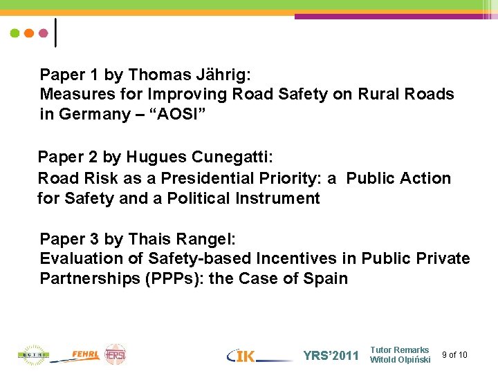Paper 1 by Thomas Jährig: Measures for Improving Road Safety on Rural Roads in