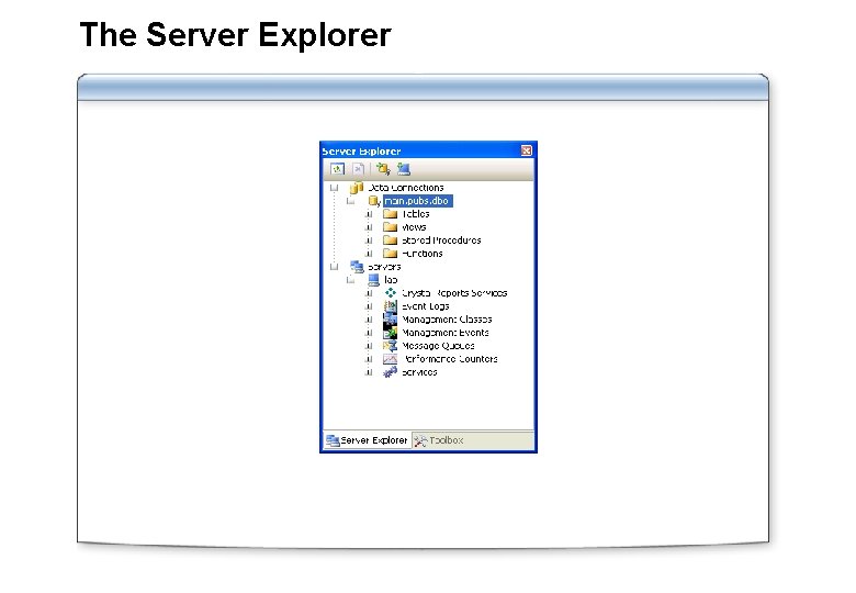 The Server Explorer 