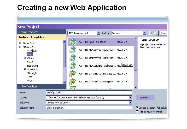 Creating a new Web Application 