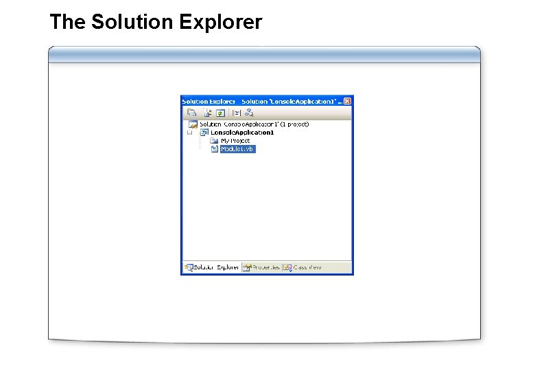 The Solution Explorer 